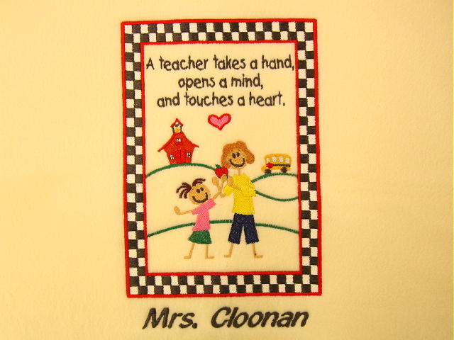 Personalized, Custom Embroidered Fleece Blanket - Teacher
