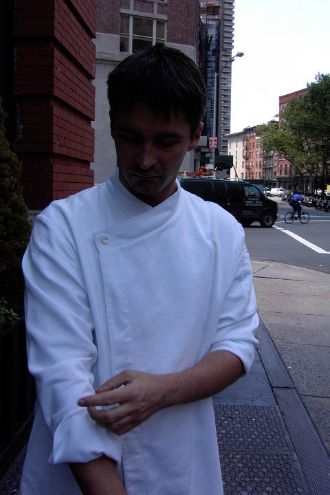 Chef Coat Style BSM105H: Shown in white, 100% cotton petti point pique, & one faux mother-of-pearl button.