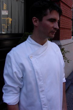 Chef Coat Style BSM105H: Shown in white, 100% cotton petti point pique, & one faux mother-of-pearl button.