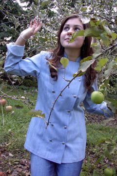 Women's Chef Coat Style BSW100: Shown in Light Indigo, 100% cotton denim, with metal piping & Concho buttons.