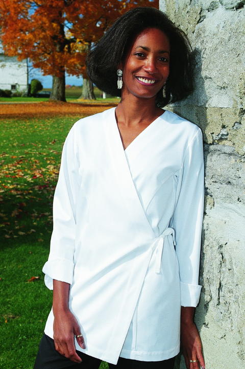 Women's Chef Coat Style CBW106: Shown in White, 100% cotton Supima gabardine.